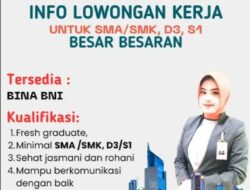 Loker Bina BNI Terbaru Buat Lulusan SMA Hingga S1 Bisa Melamar! 